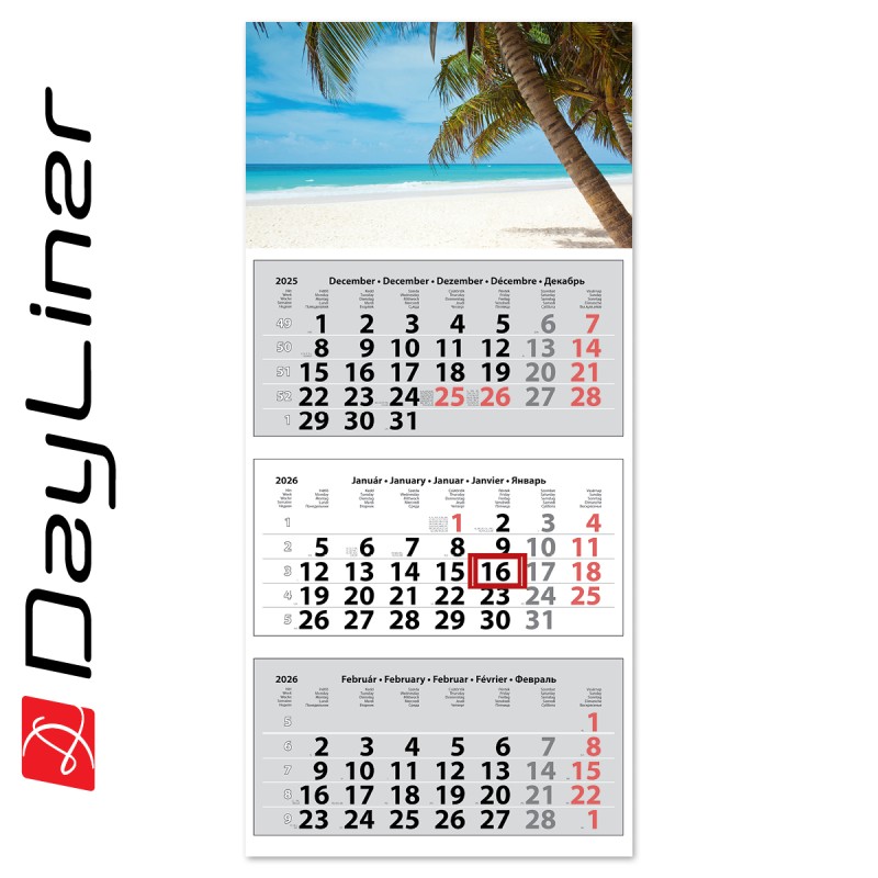 Medium Classic, 3 tömbös 3 hónapos speditőr naptár - Tengerpart fejrésszel