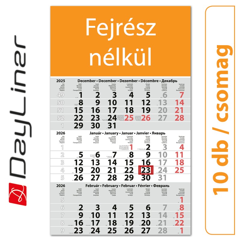 Primus Classic, 12 lapos speditőr naptár - Fejrész nélkül, 10db/csomag