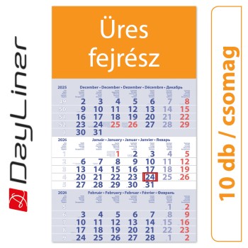 Primus Club, 12 lapos speditőr naptár - Üres, nyomtatható fejrésszel, 10db/csomag