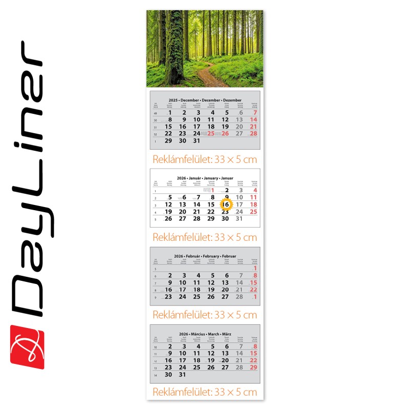 SP4, 4 tömbös 4 hónapos speditőr naptár - Erdő fejrésszel